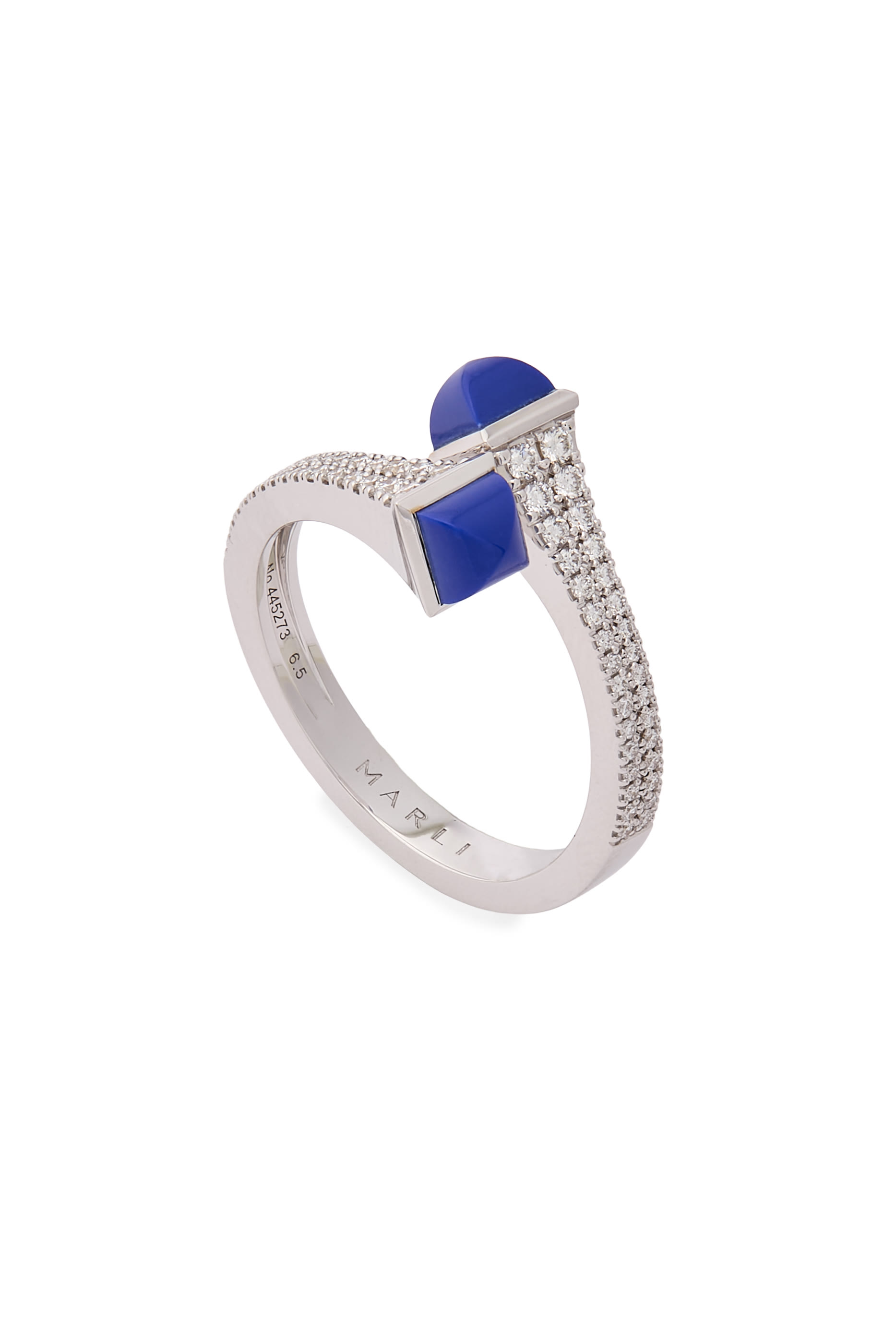 Cleo Slim Ring, 18k White Gold Lapis Lazuli  Diamonds