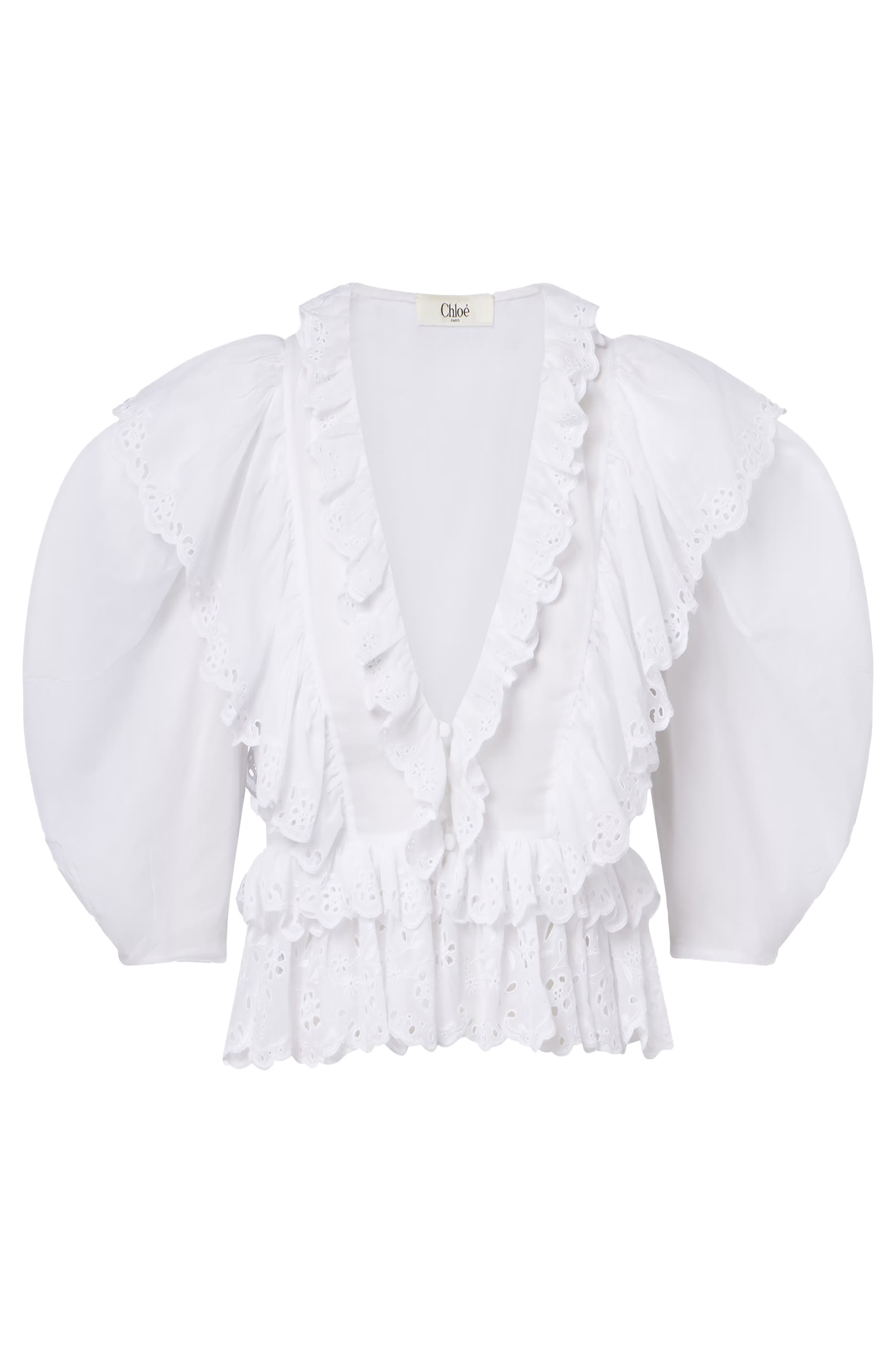 Cropped V-Neck Ruffled Top