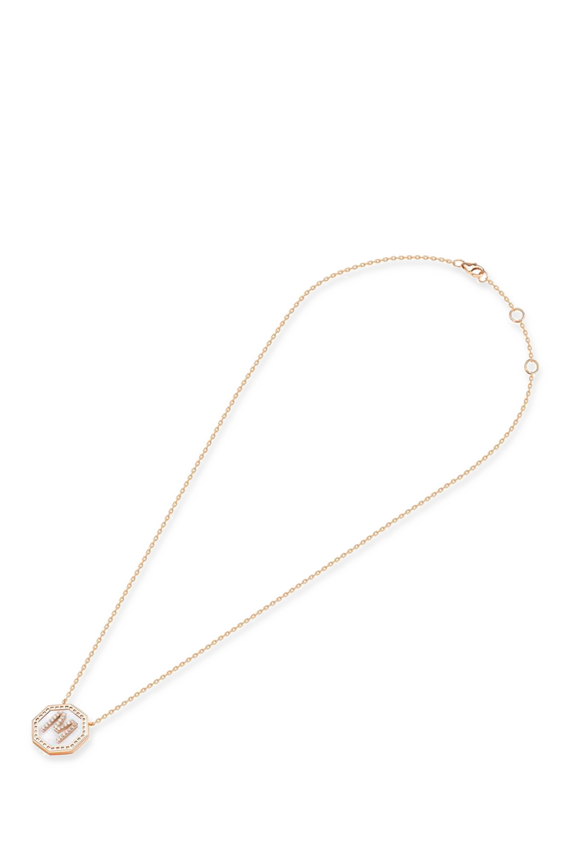  Harf Turath Letter A Pendant Necklace, 18k Rose Gold, Diamonds  Mother of Pearl