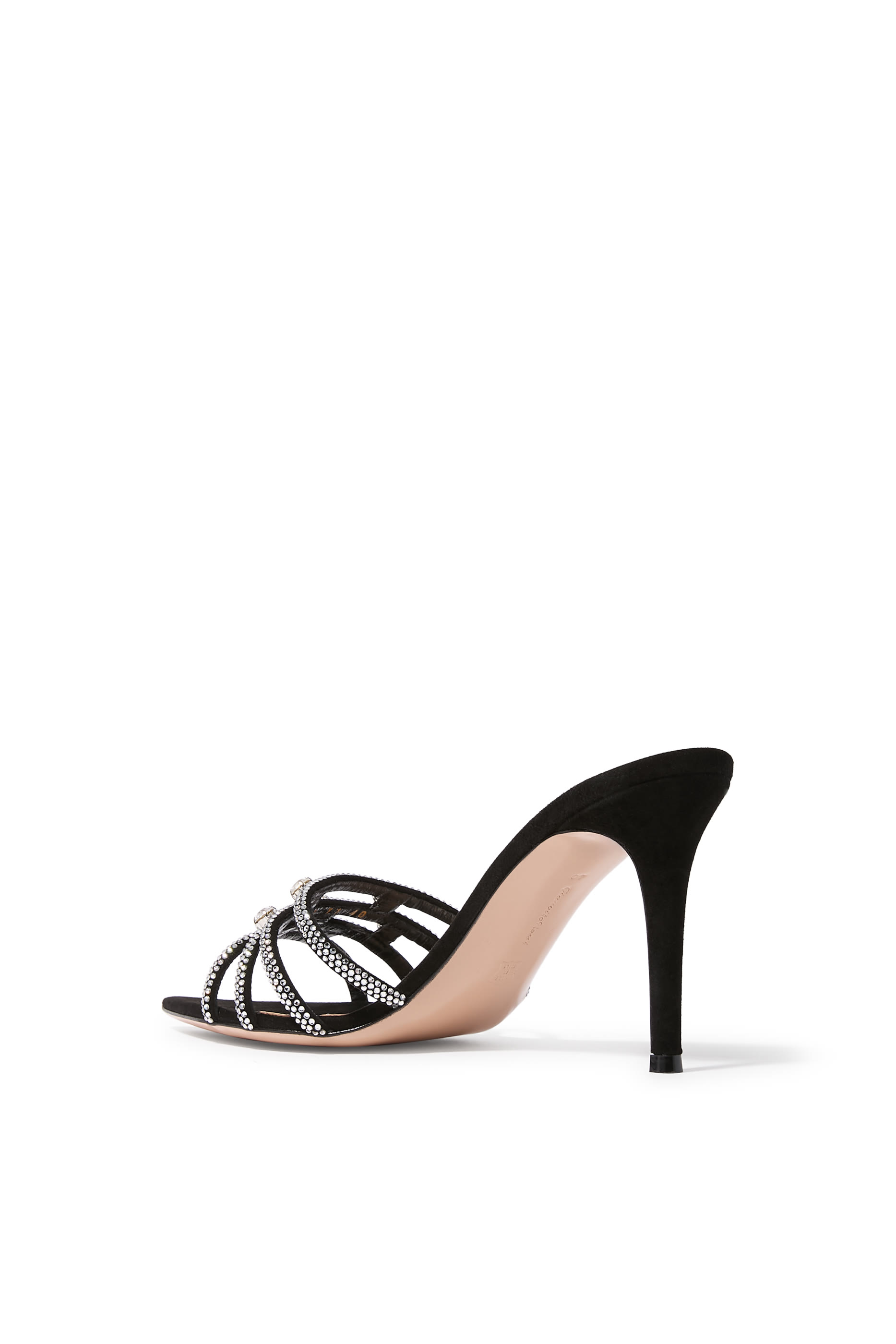 Elisabeth 85 Embellished Mules in Suede Leather