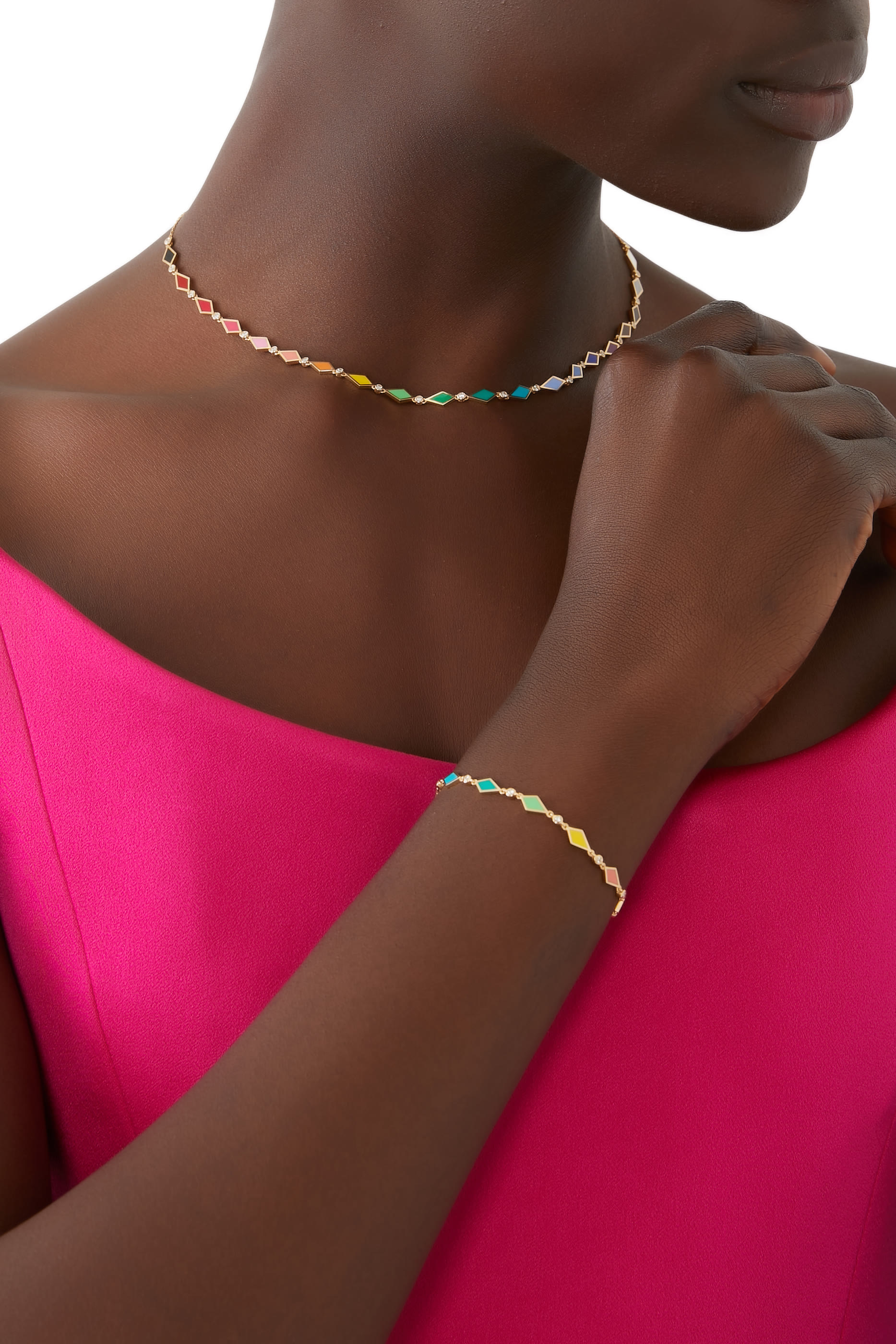 Mosaic Necklace, 18k Yellow Gold  Diamonds