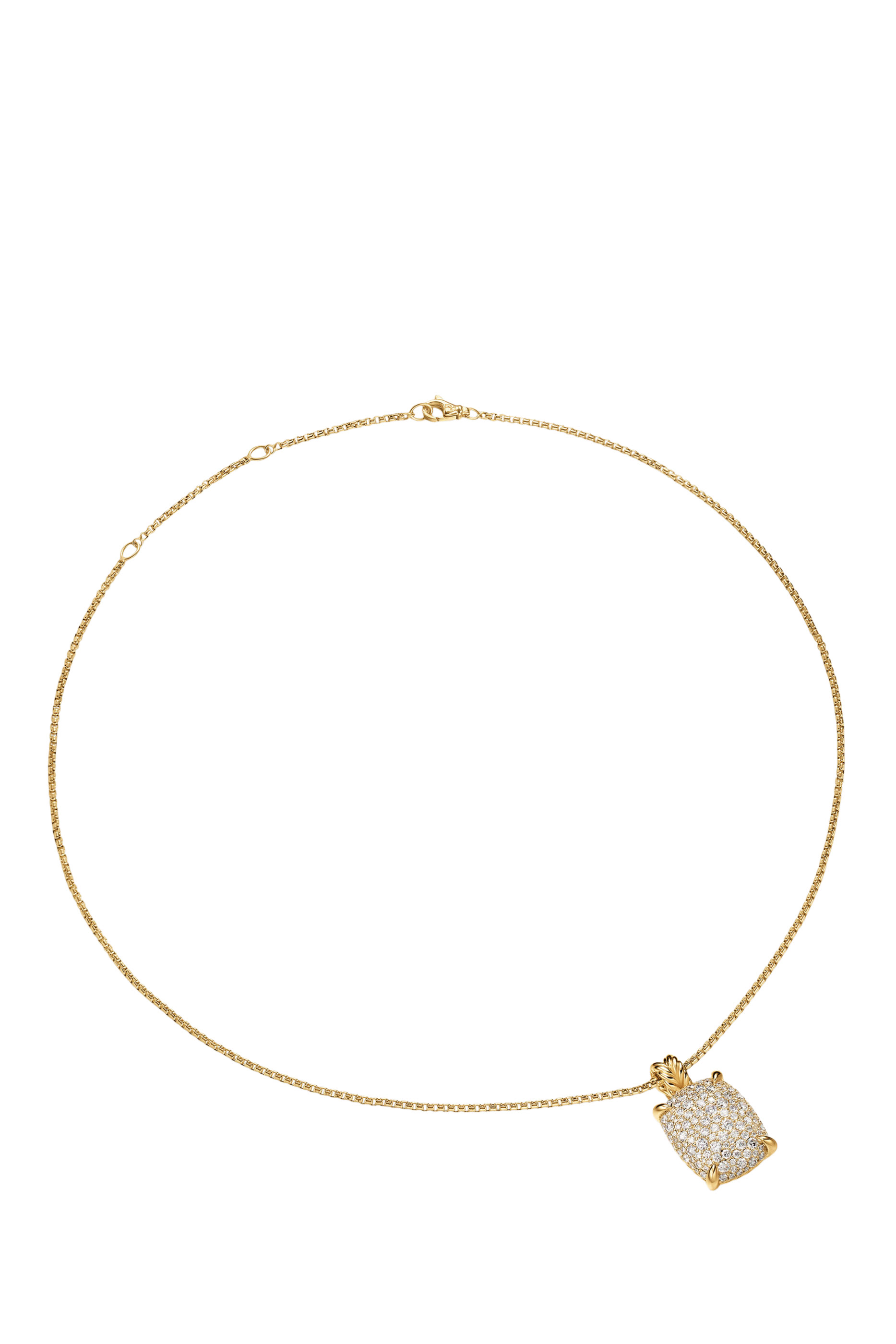Ch&acirc;telaine&reg; Elongated Pendant Necklace, 18K Yellow Gold  Diamonds