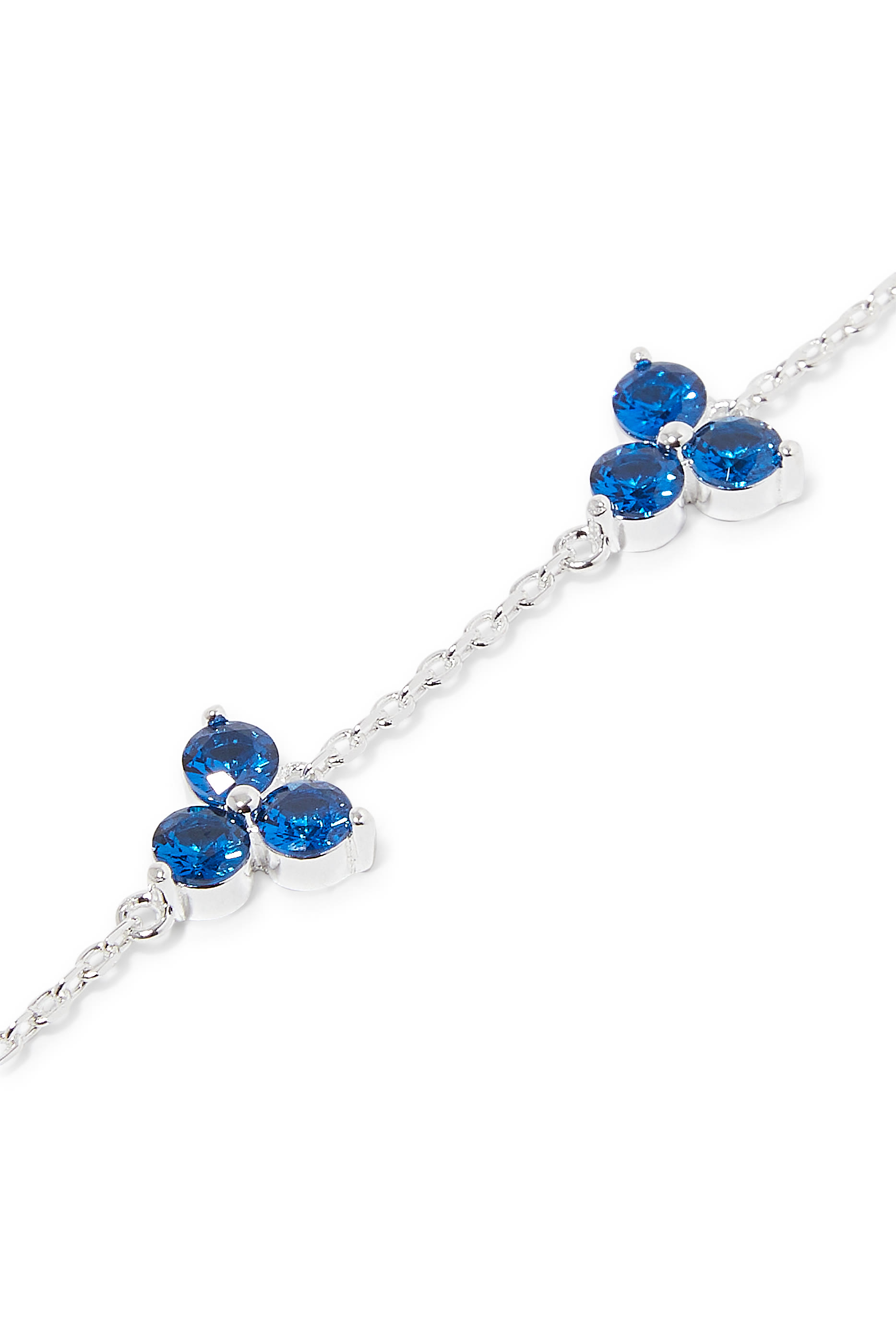 Como Link Bracelet, .925 Sterling Silver  Round cut 5A Sapphire Cubic Zirconia