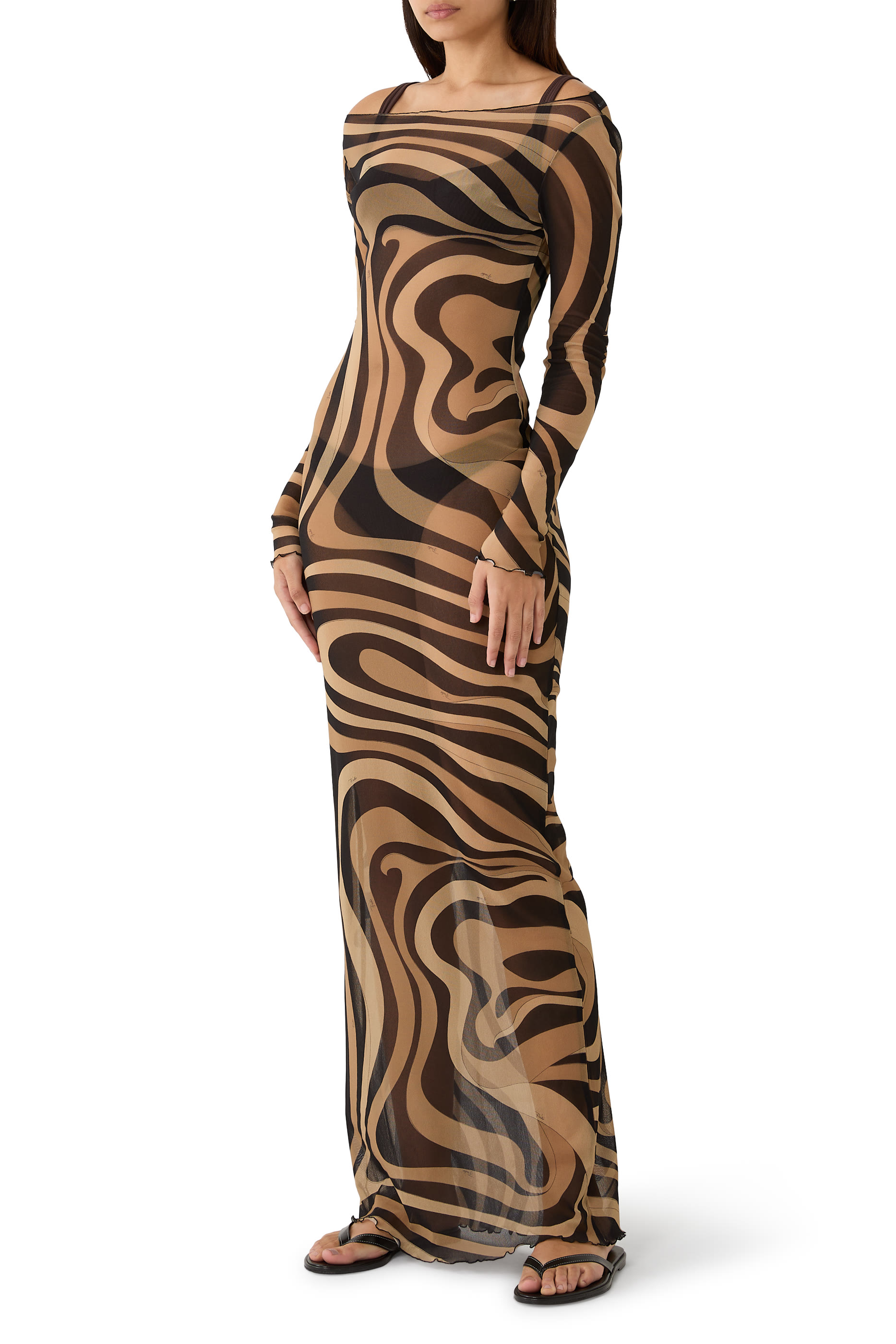 Marmo Printed Mesh Maxi Dress