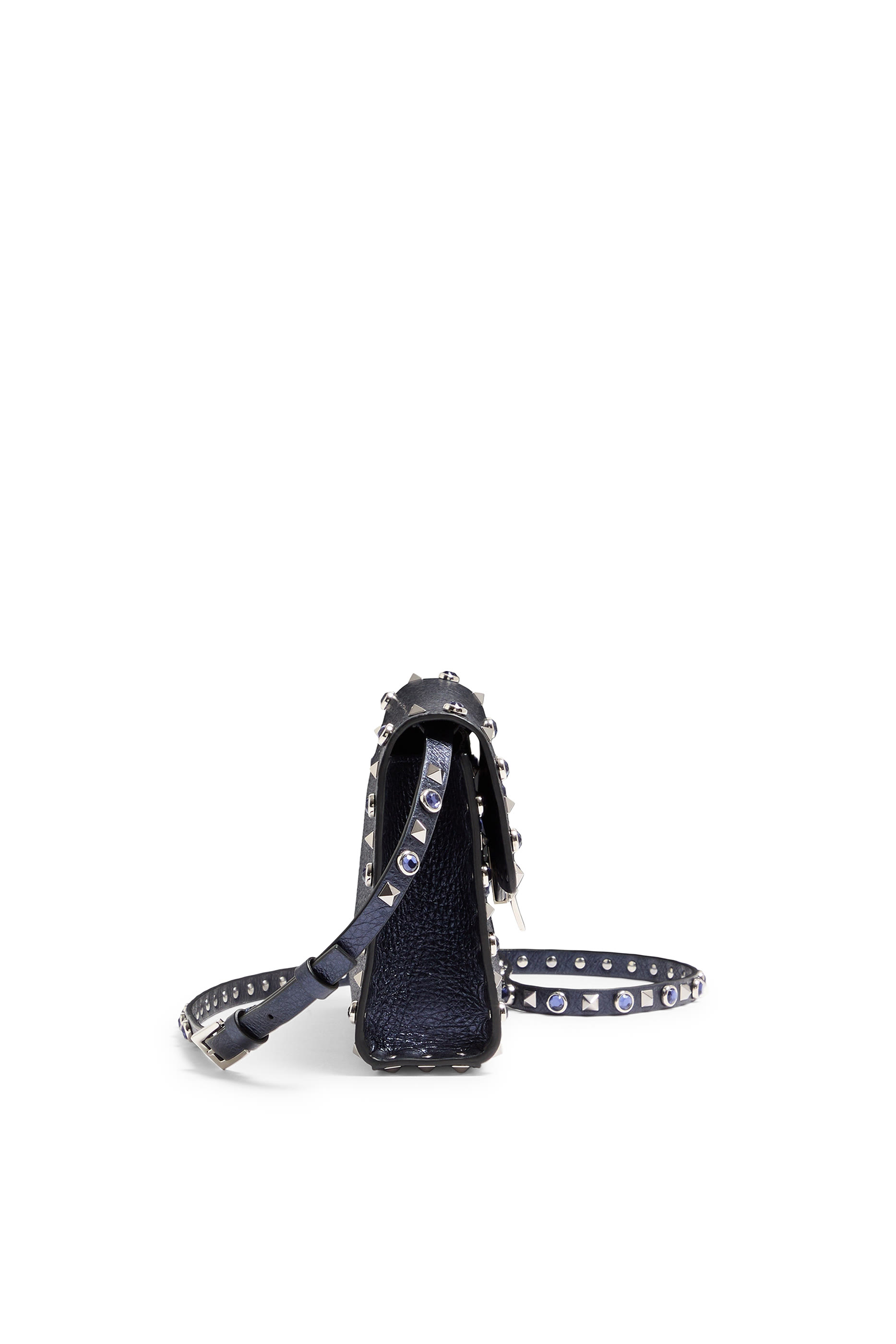  Rockstud Small Shoulder Bag in Laminated Calfskin with Cabochon Stones