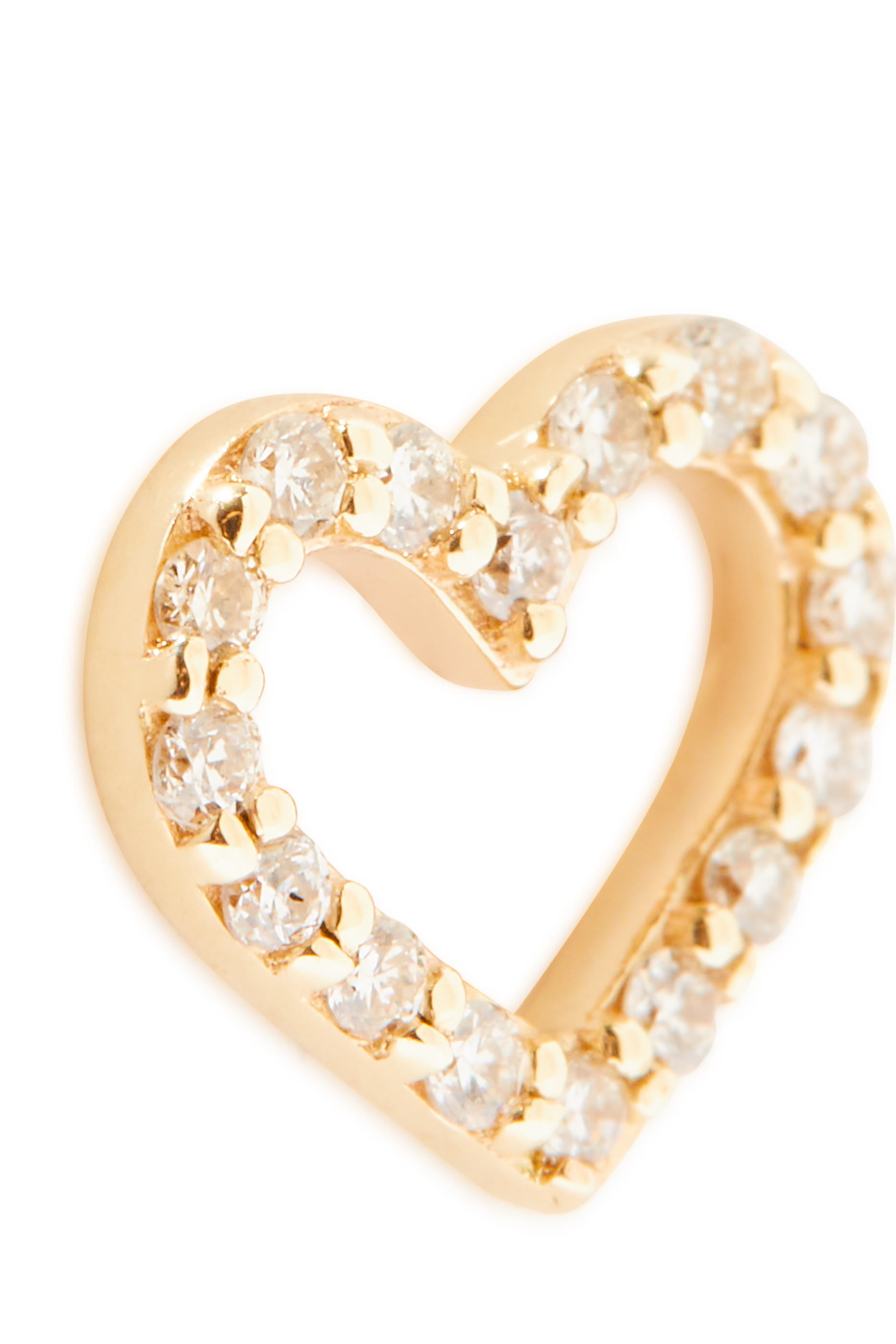 Open Heart Single Earring, 14K Gold  Diamonds