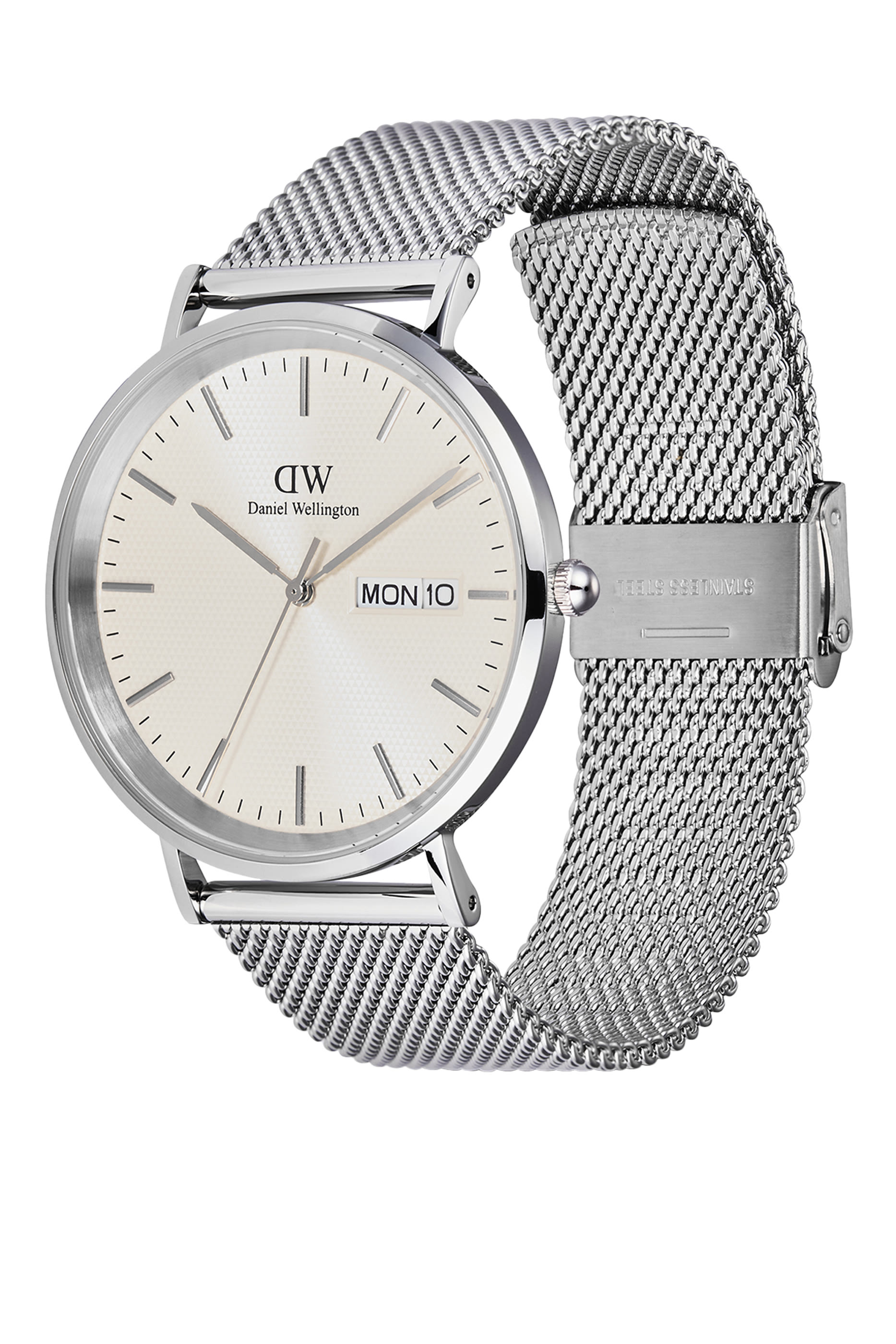 Classic Day Display Sterling Champagne Watch, 40mm