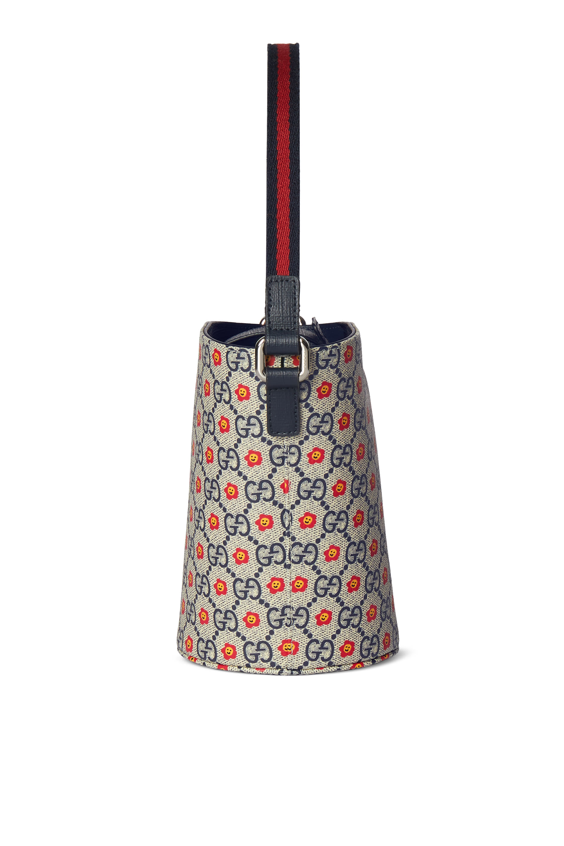 Kids GG Allover Flowers Print Bucket Bag