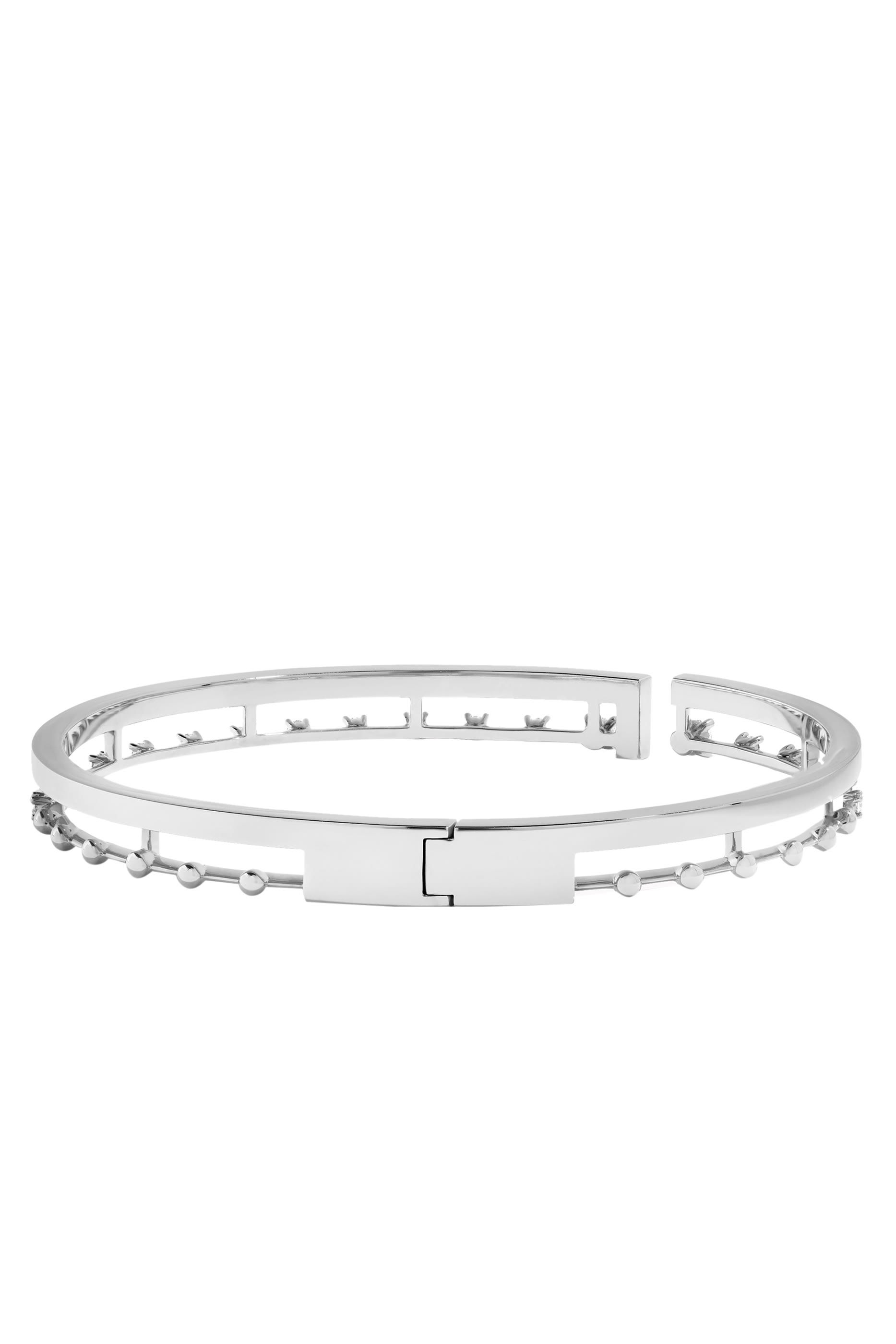 Avenues Open Hinged Bracelet, 18k White Gold  Diamonds