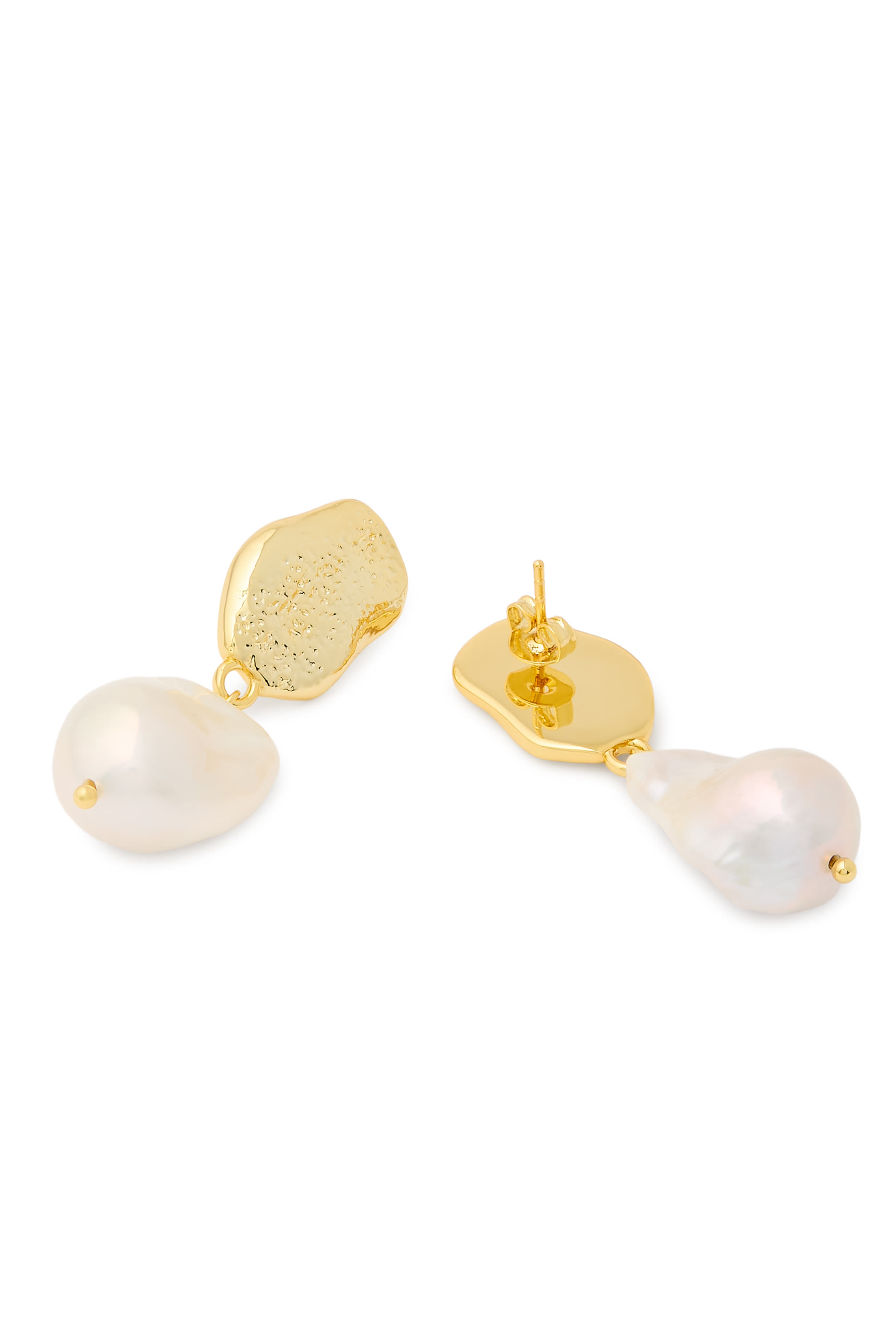 The Marusia Earrings, 18k Gold-Plated Brass  Baroque Pearls