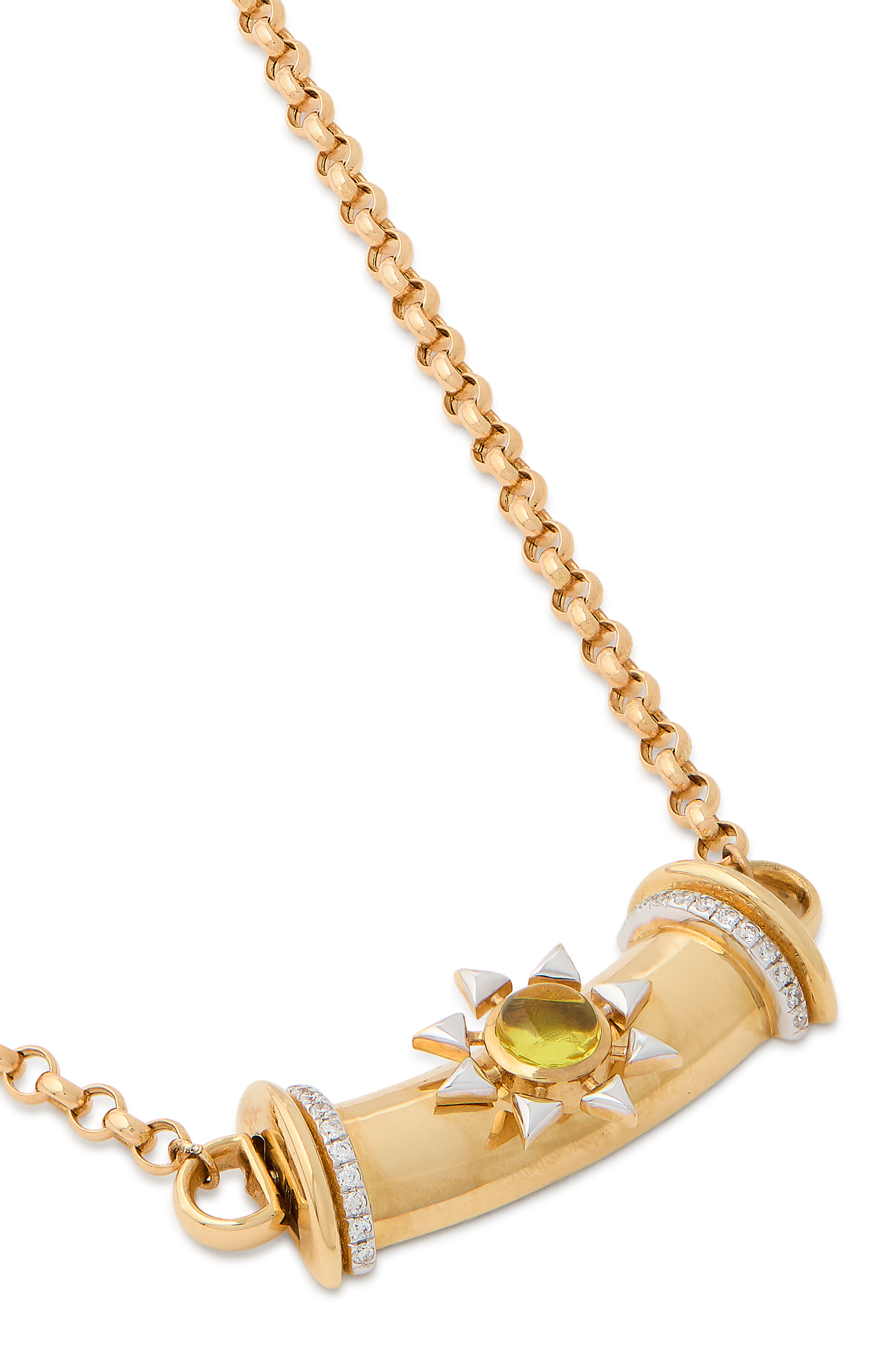 Warrior Star Necklace, 18k Yellow Gold  Citrine, Diamonds
