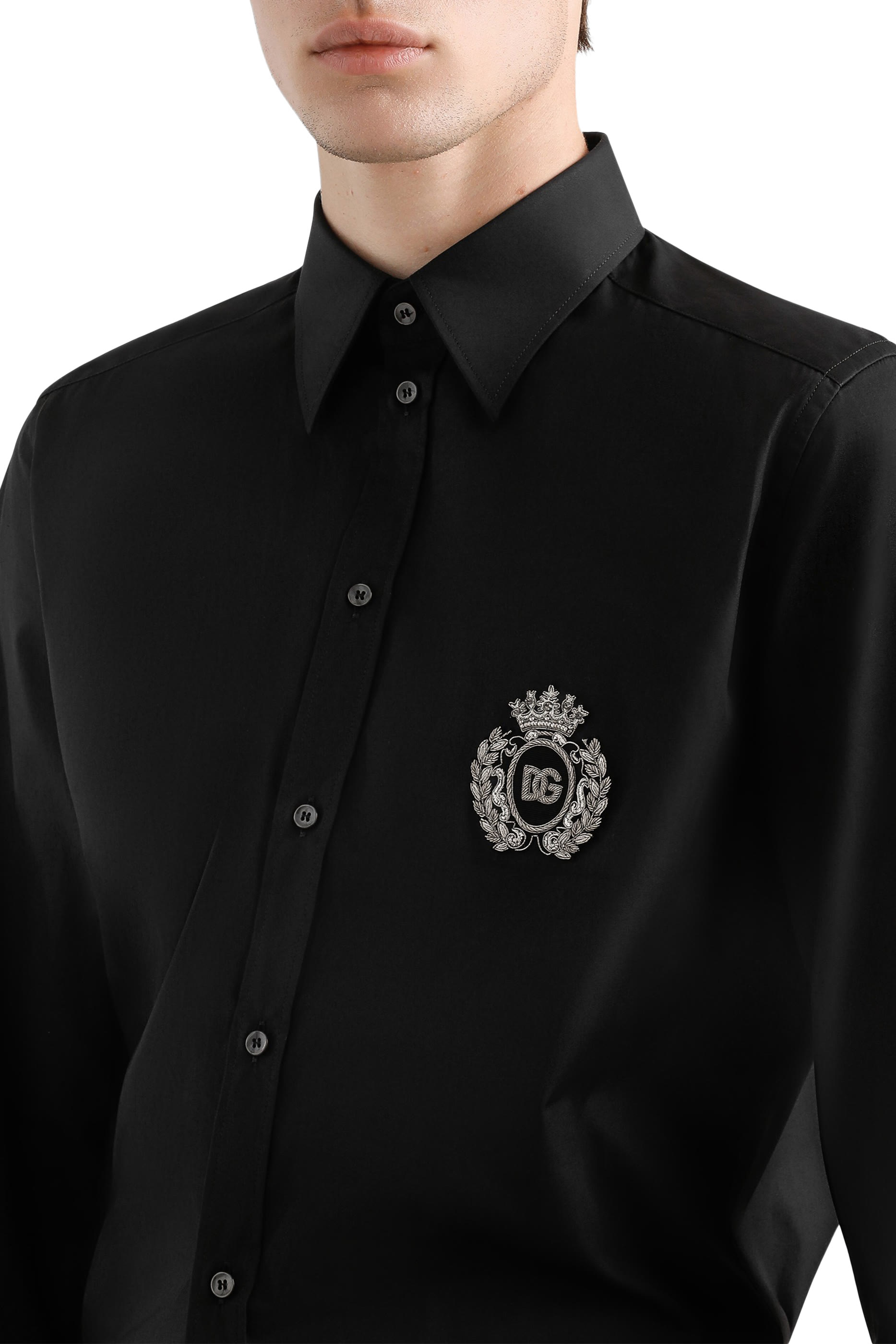 Cotton Shirt with Heraldic Patch