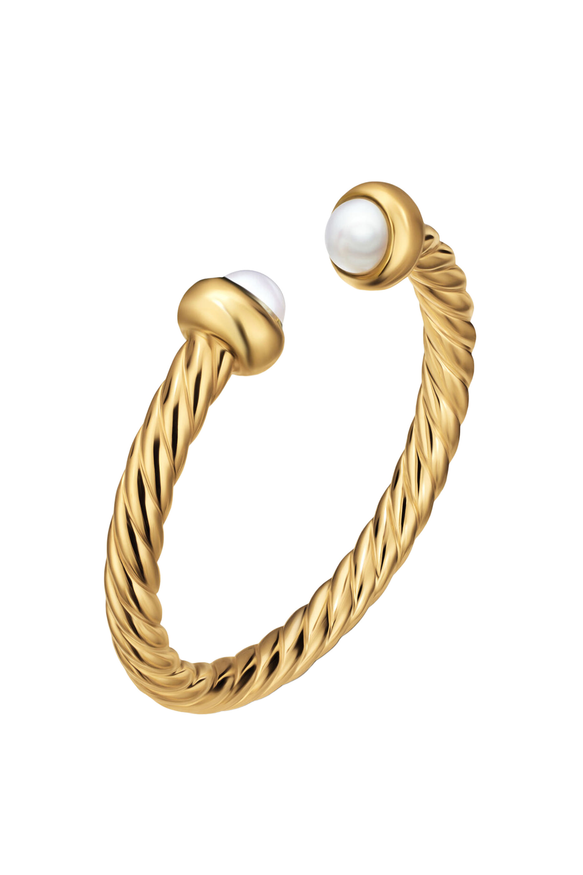 Micro Cablespira&reg; Flex Open Ring,  18K Yellow Gold  Pearls
