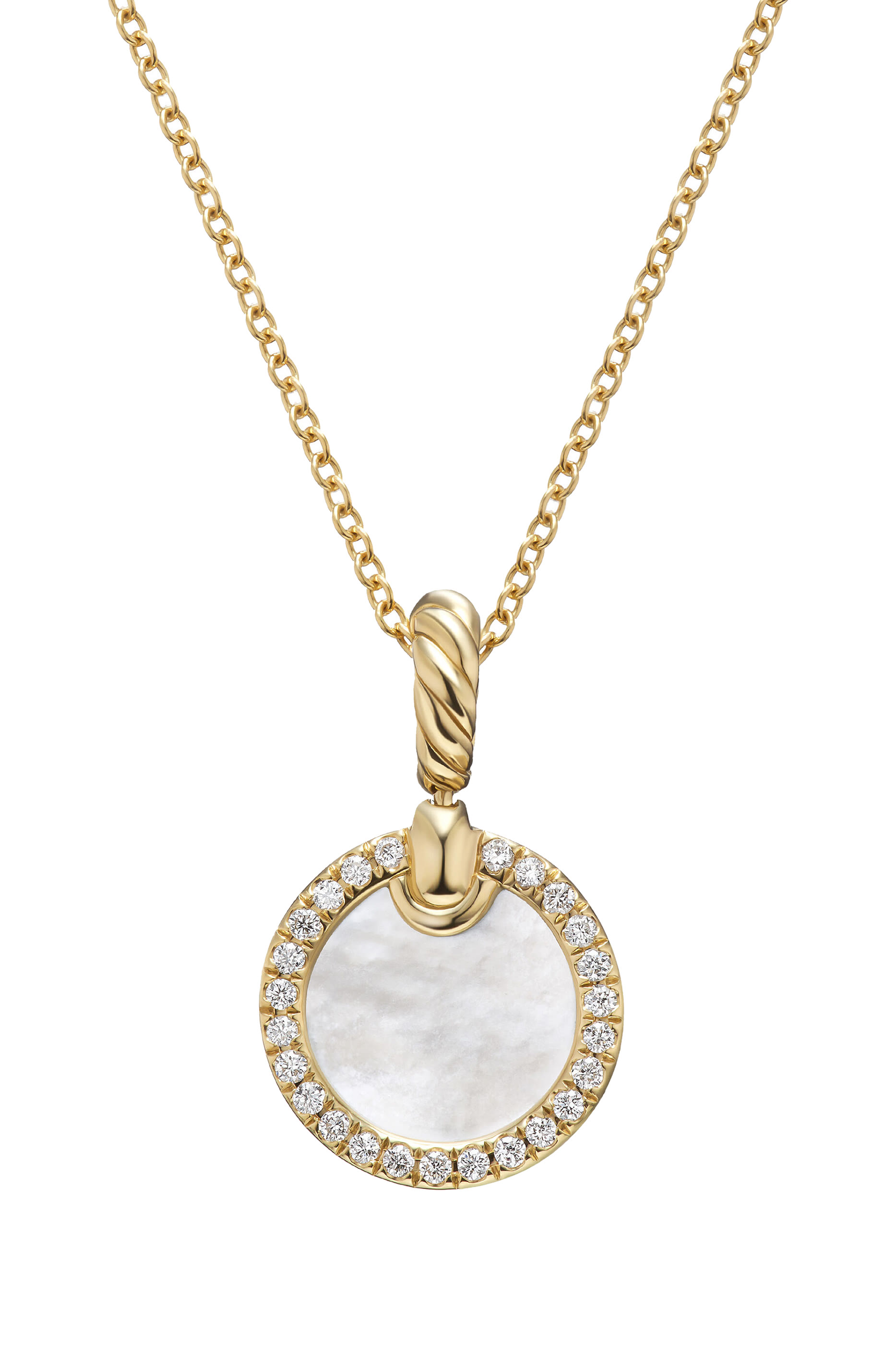Petite Elements Pendant Necklace, 18k Yellow Gold With Mother-Of-Pearl  Diamonds