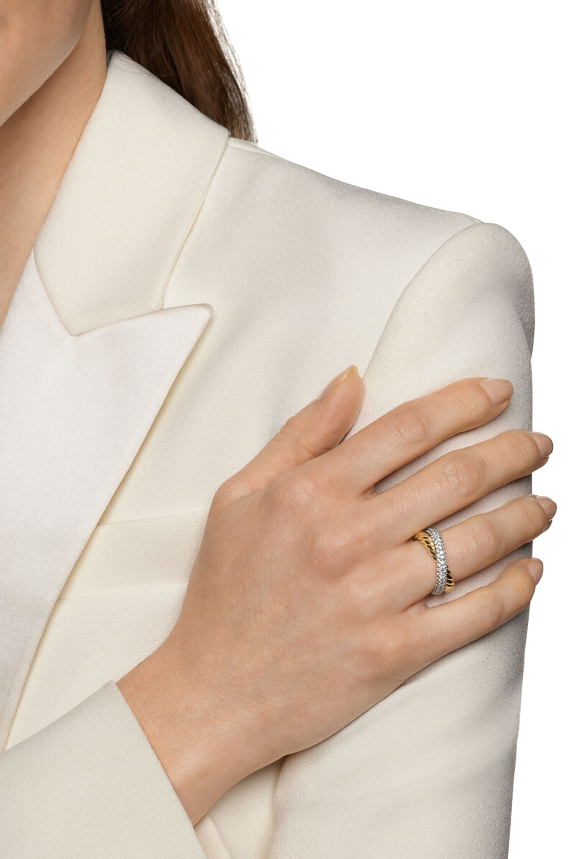 Crossover Two Row Ring, 18K Yellow Gold  Diamonds