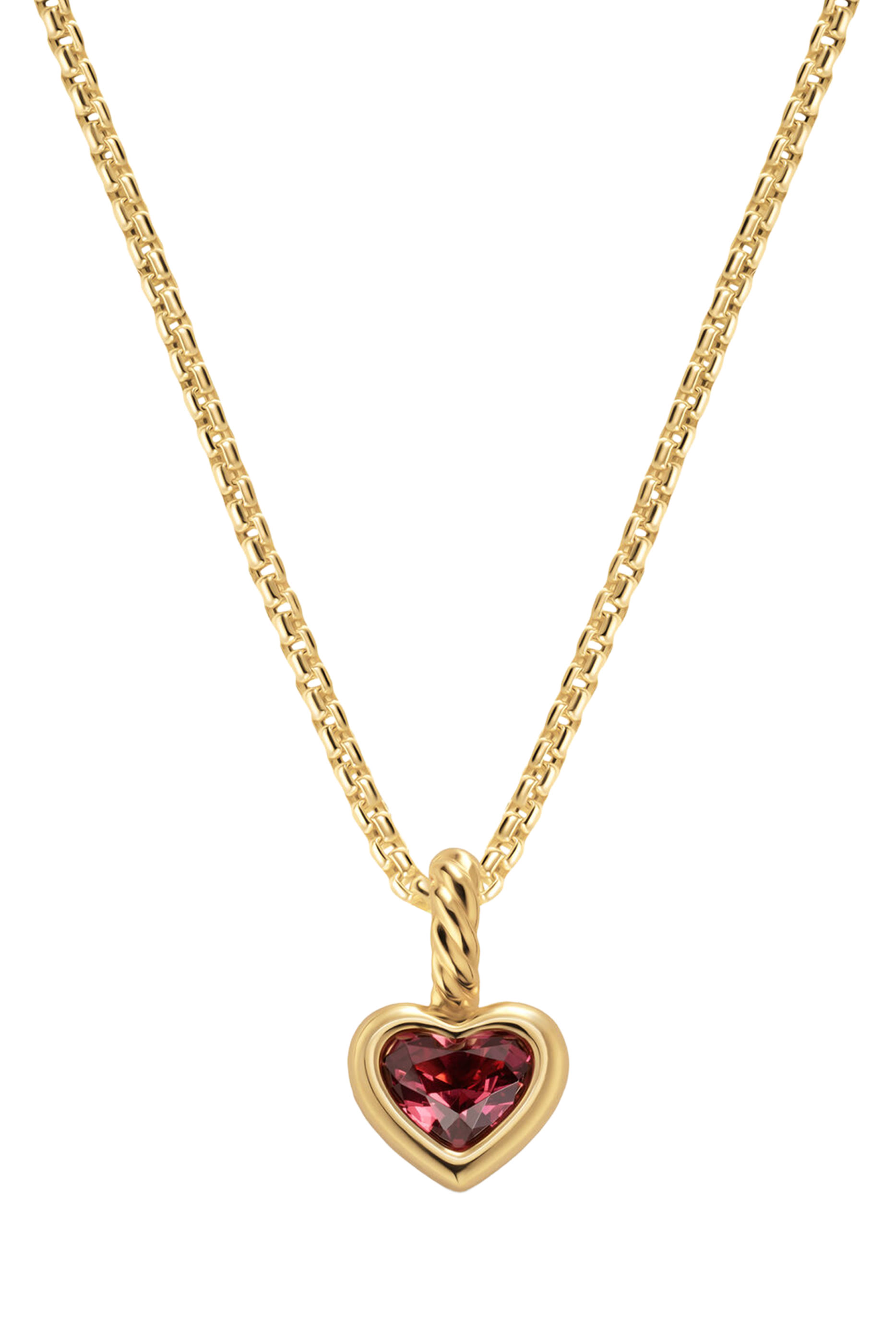 Mini Heart Amulet,18K Yellow Gold  Rhodolite Garnet