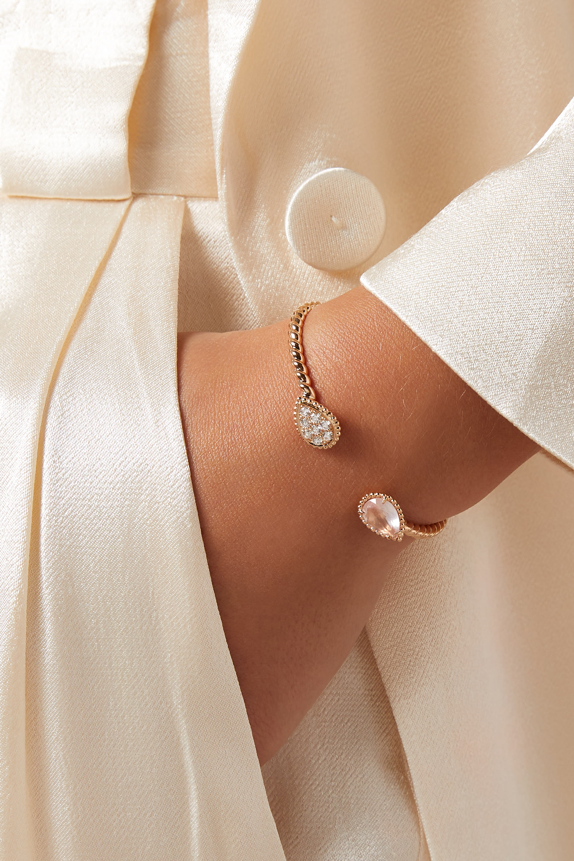 Serpent Boheme Motif Bracelet, 18k Pink Gold, Quartz  Diamonds
