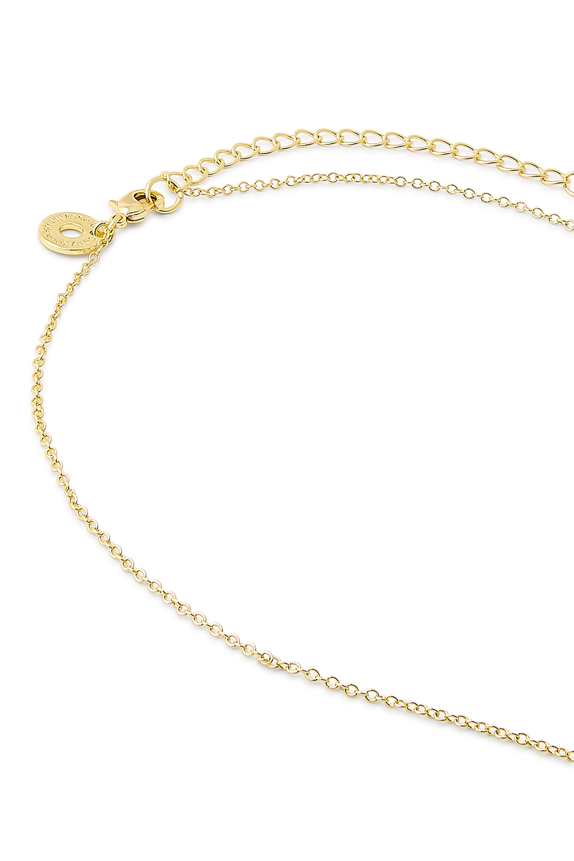 Celestial Moon and Star Necklace, Yellow Gold Plated Brass  Cubic Zirconia