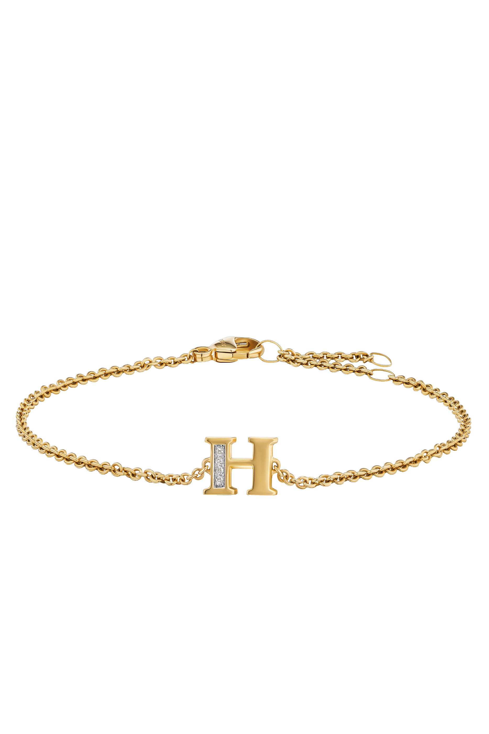 Petite Pav&eacute; H Initial Chain Bracelet, 18K Yellow Gold  Diamonds