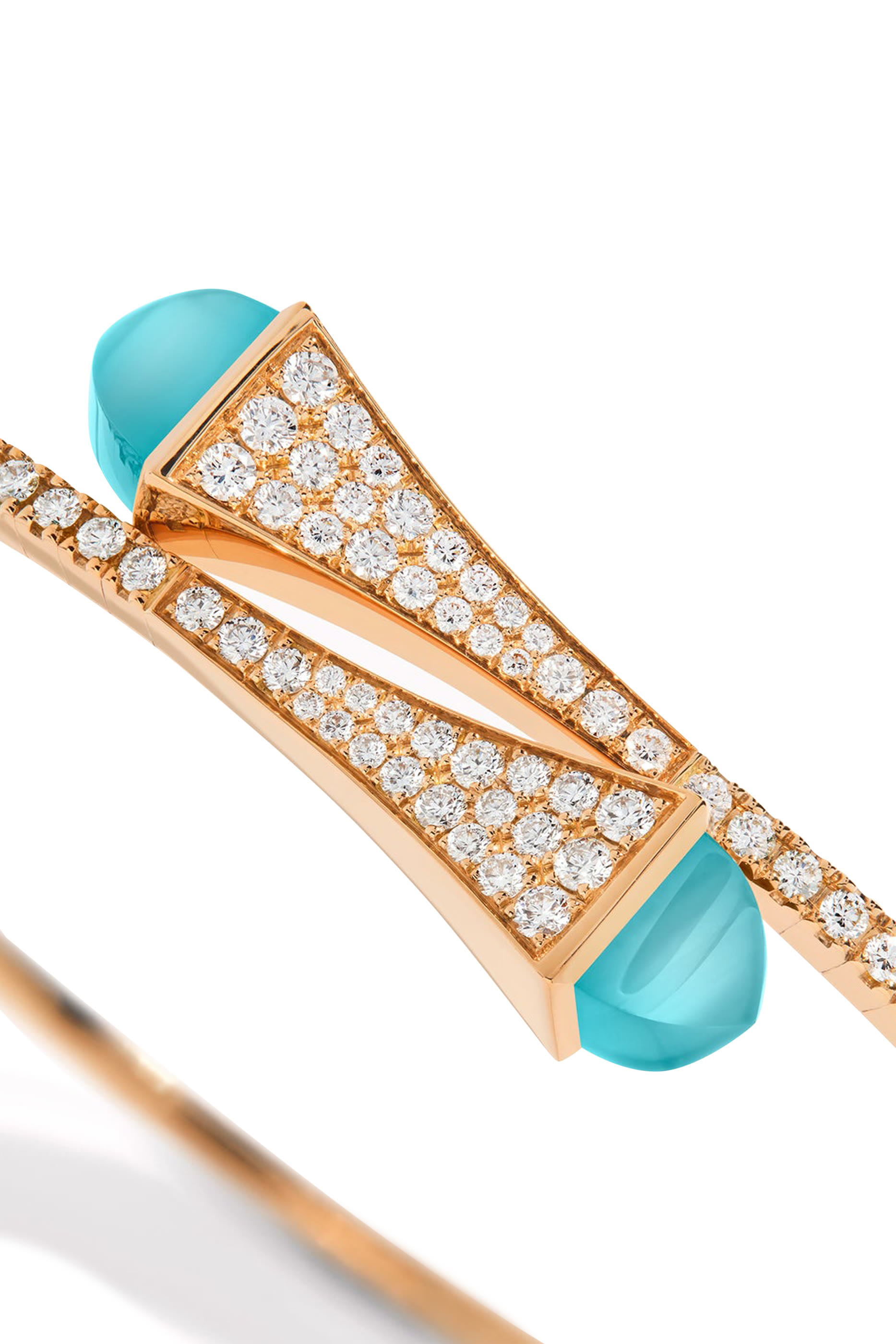 Cleo  Midi Bangle, 18k Rose Gold with Blue Chalcedony  Diamonds