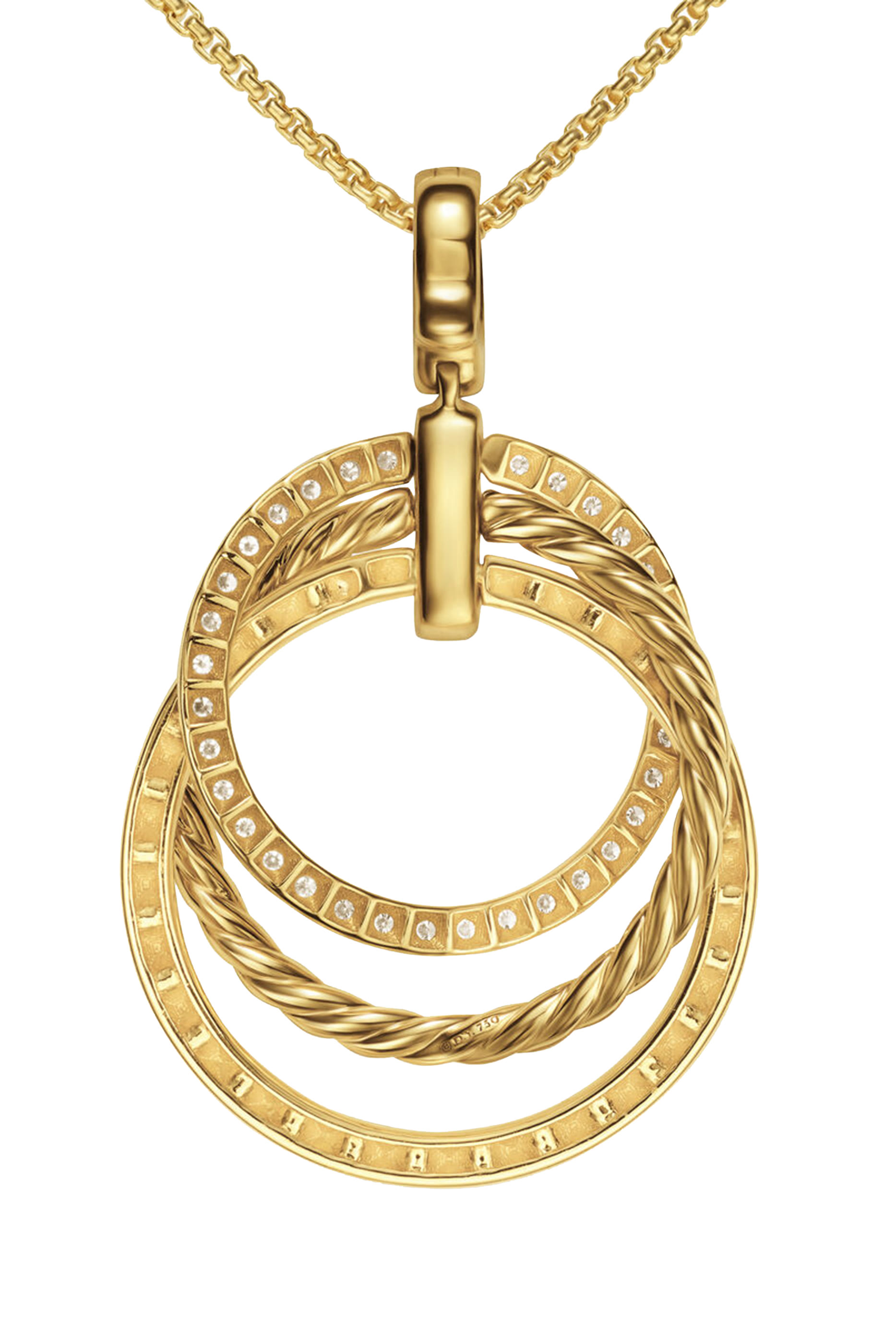 Crossover Trio Pendant Necklace, 18K Yellow Gold  Diamonds
