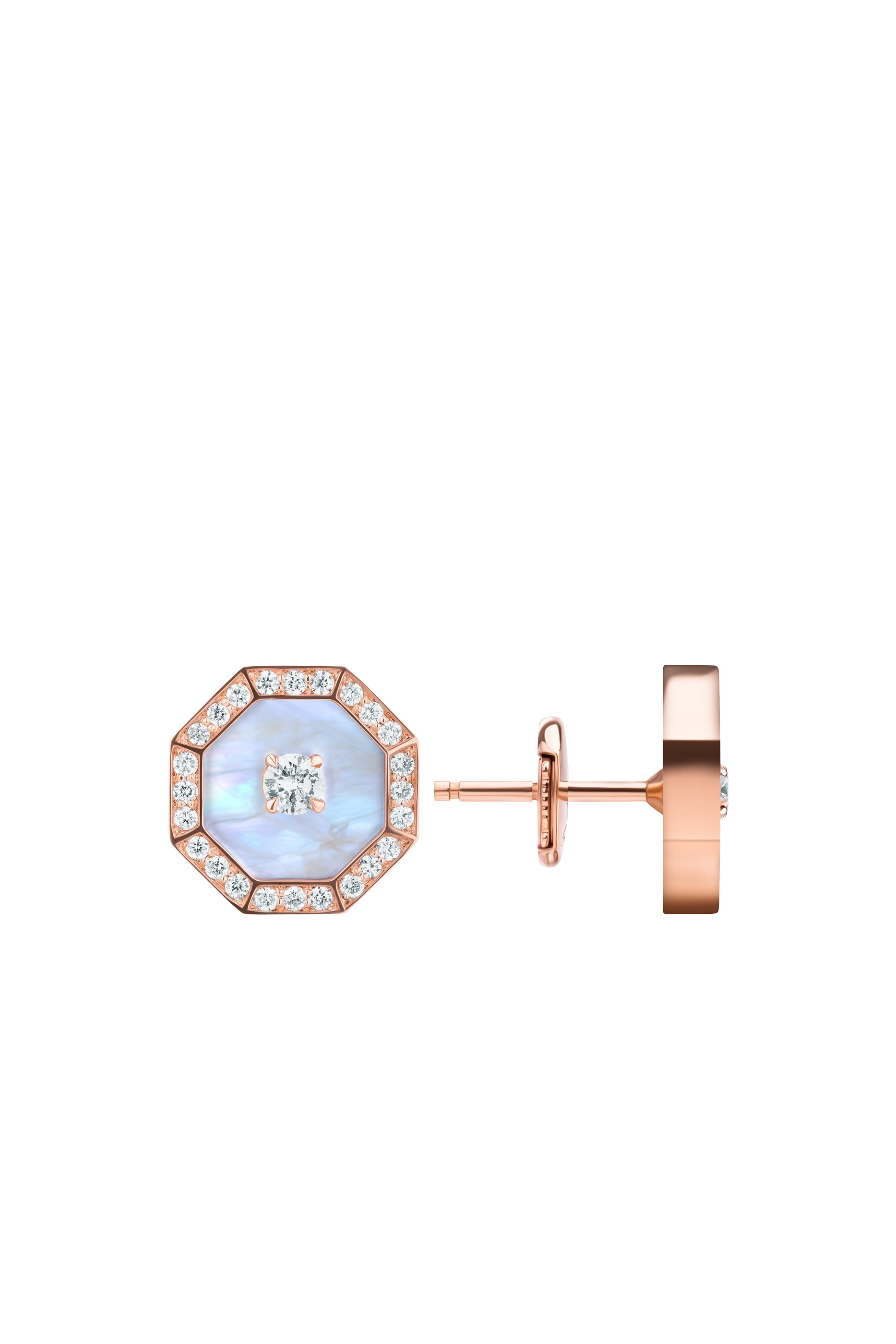  Ahjar Birwaz Stud Earrings, 18K Rose Gold with Diamonds  Mother of Pearl
