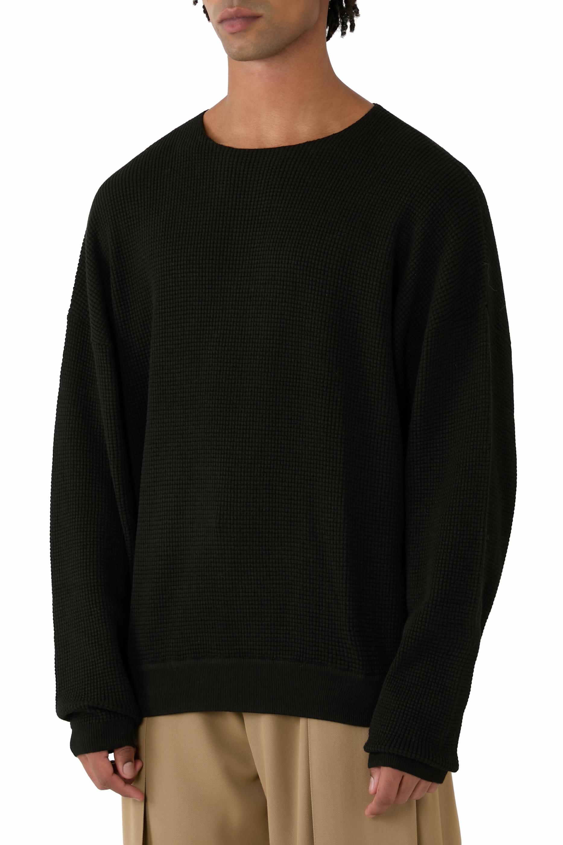 Essentials Waffle Crewneck 90s Sweater