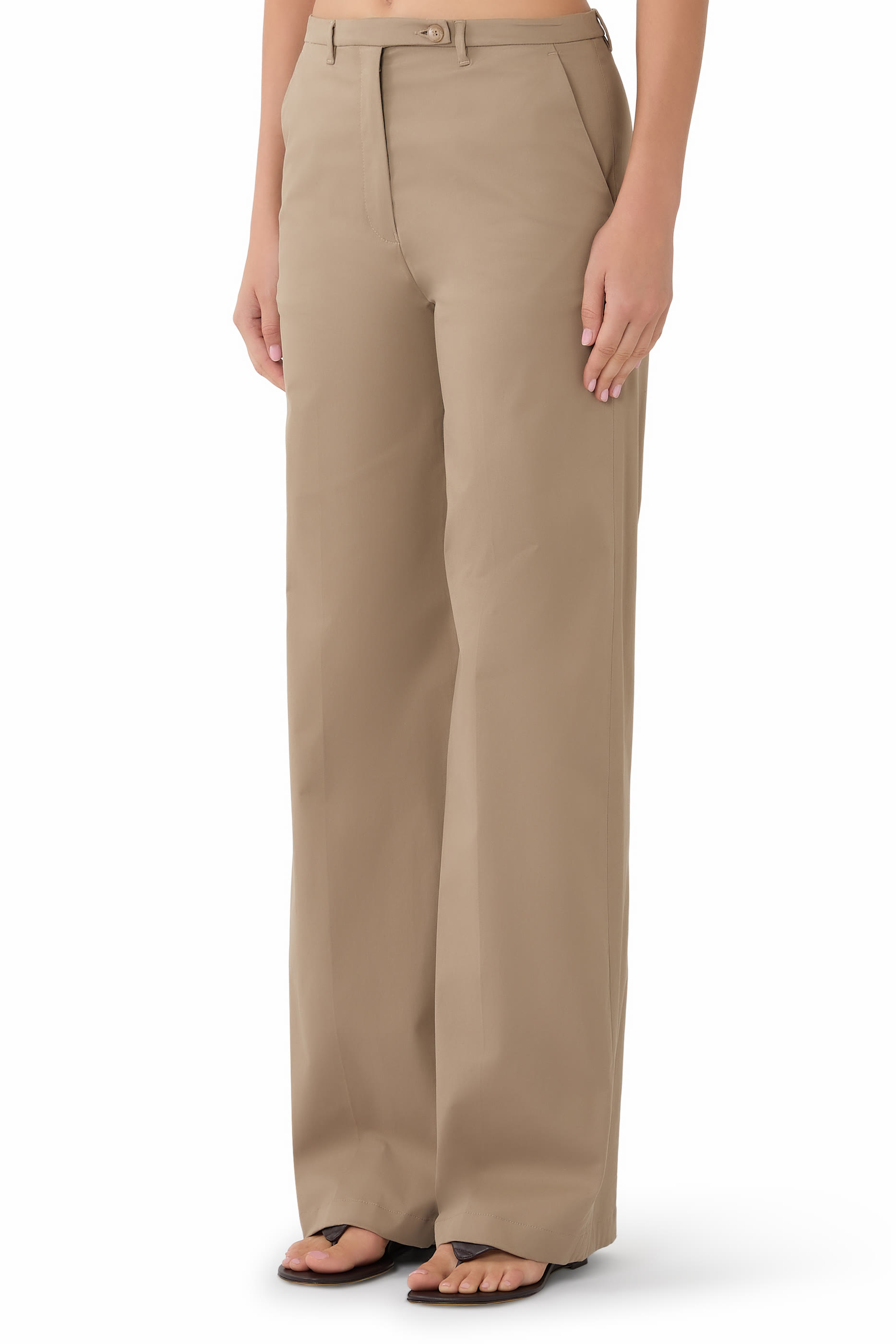 Flat-Front Palazzo Trousers