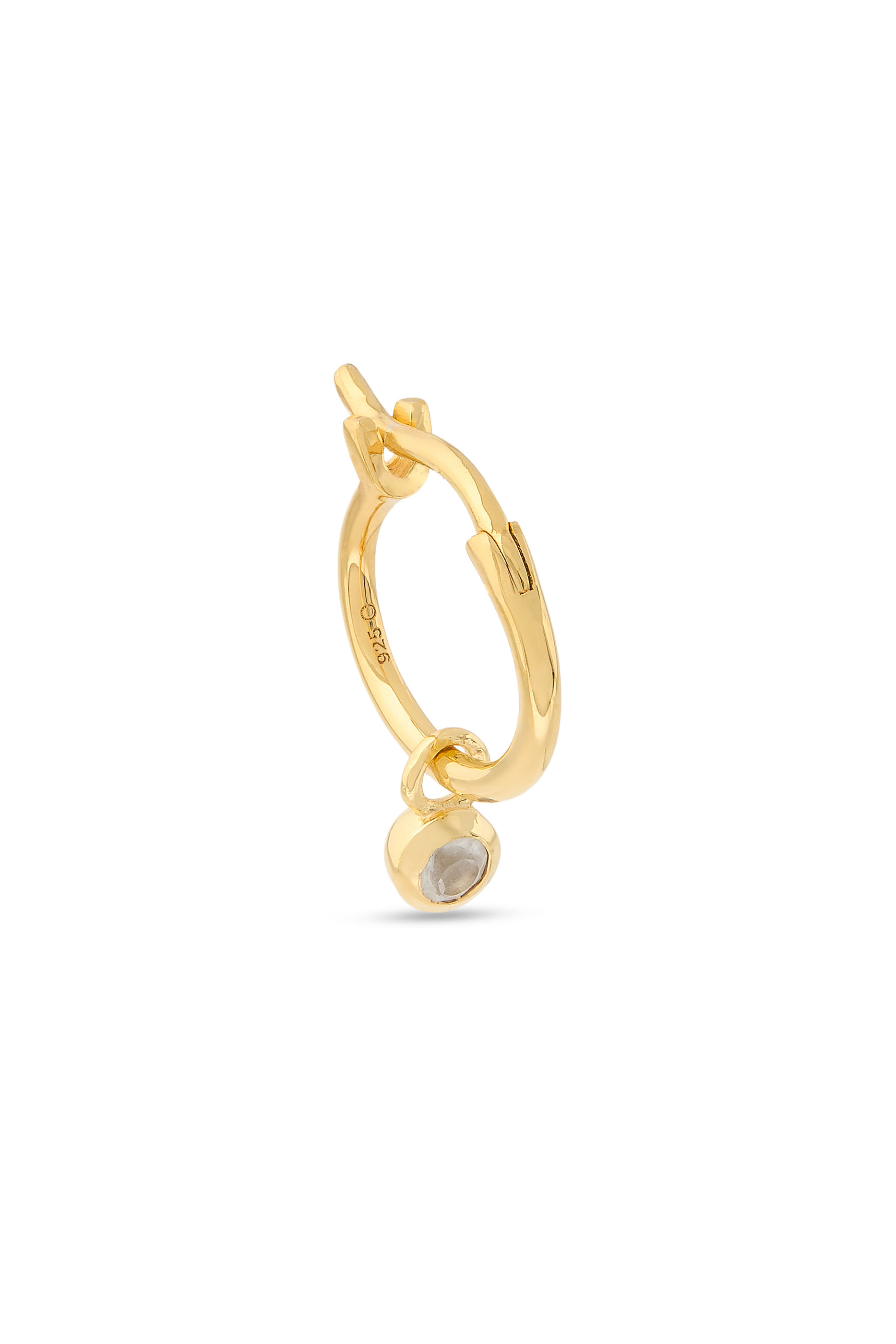  April Birthstone Mini Charm Hoop Earrings, 18k Recycled Gold Vermeil on Recycled Sterling Silver