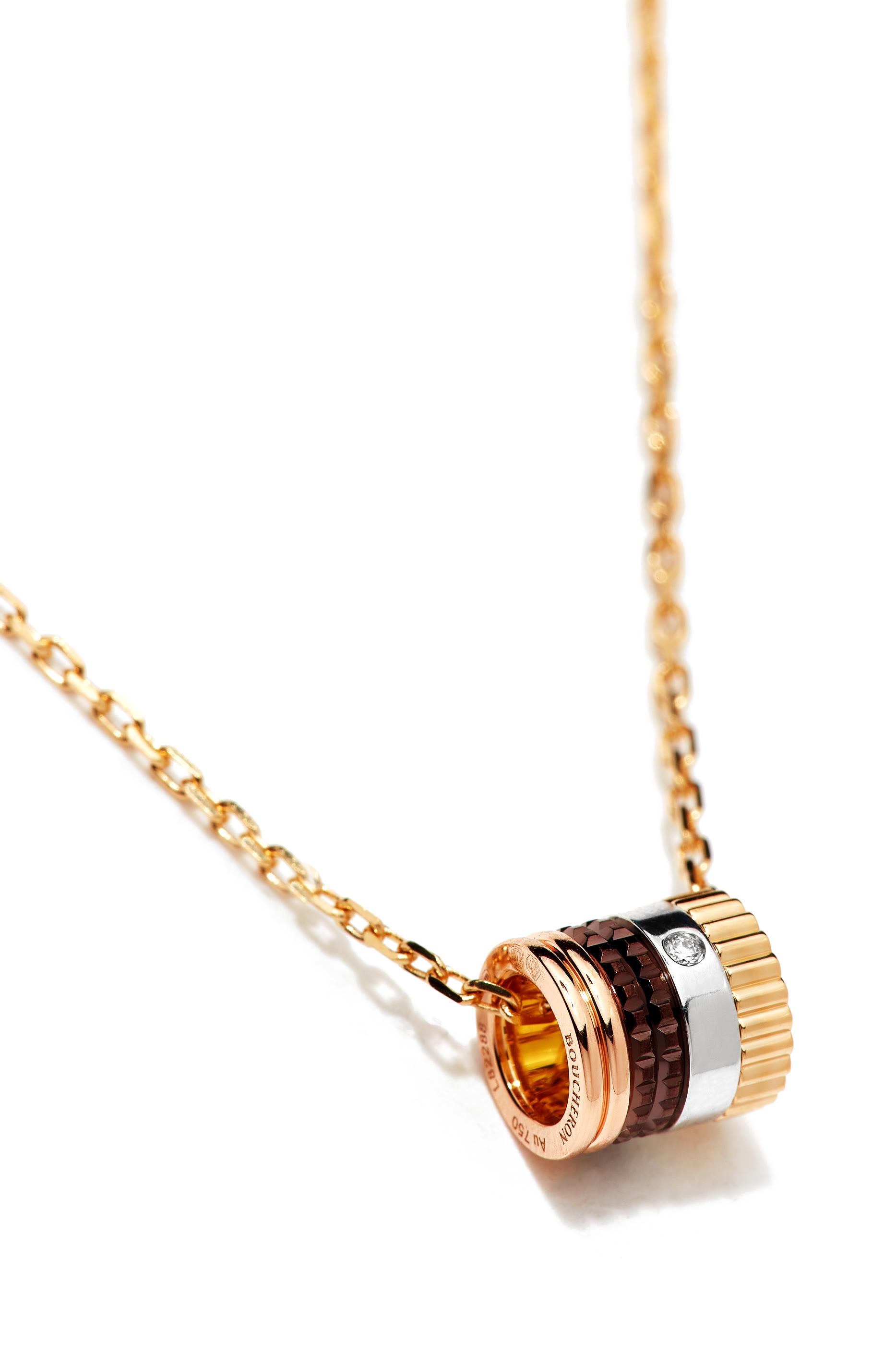 Quatre Classique Mini Ring Pendant, 18k Mix Gold  Diamond