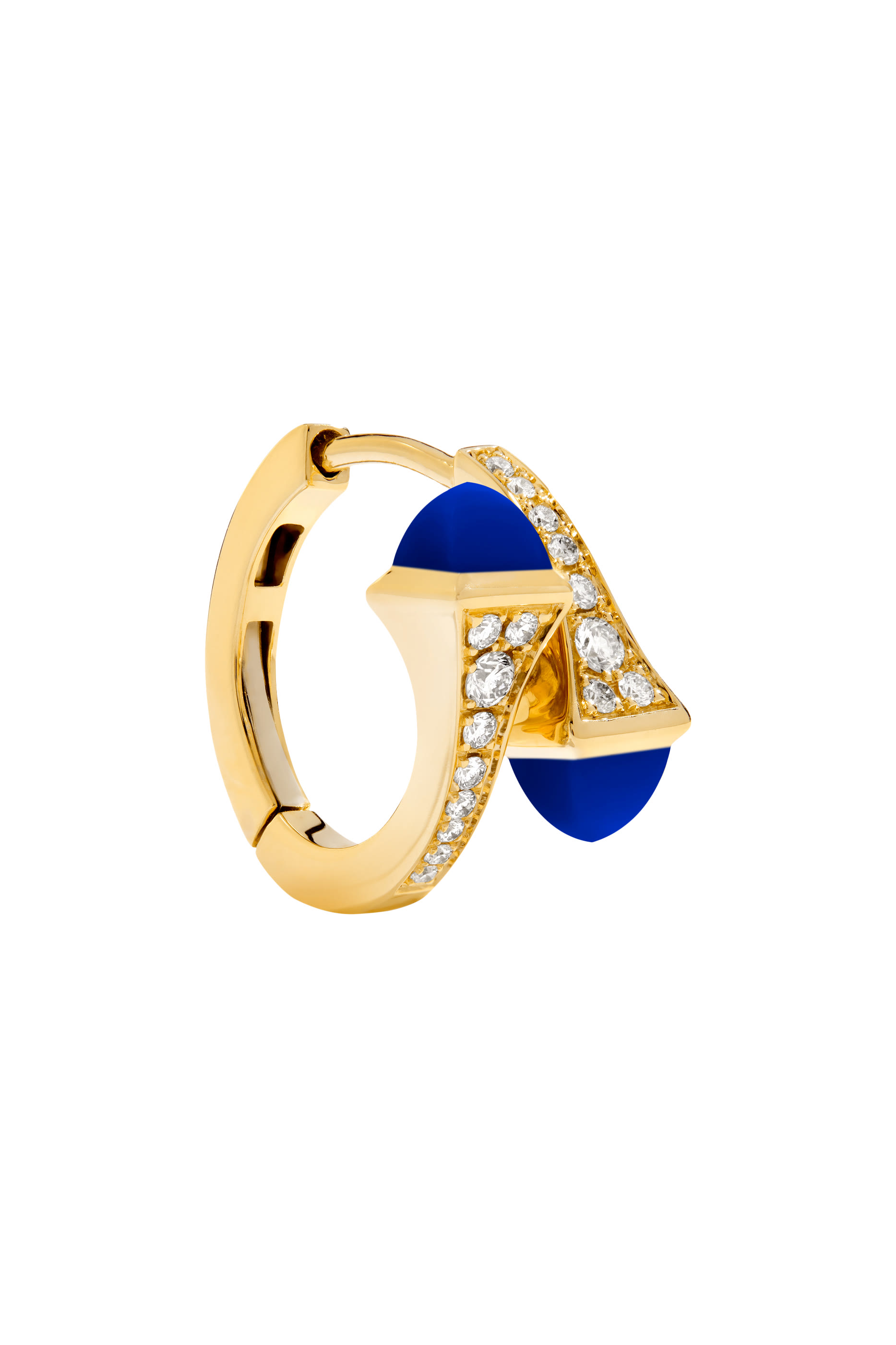 Cleo Diamond Huggie Earrings, 18k Yellow Gold  Lapis Lazuli