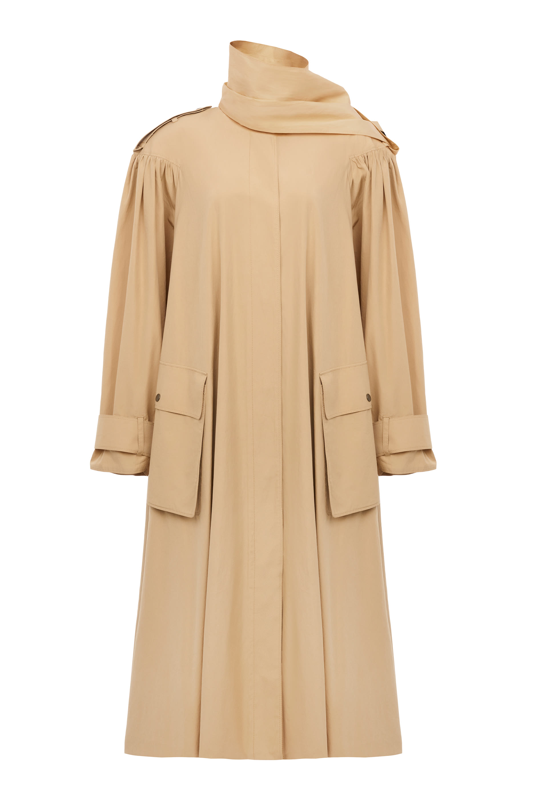 High-Neck Scarf Trench Coat