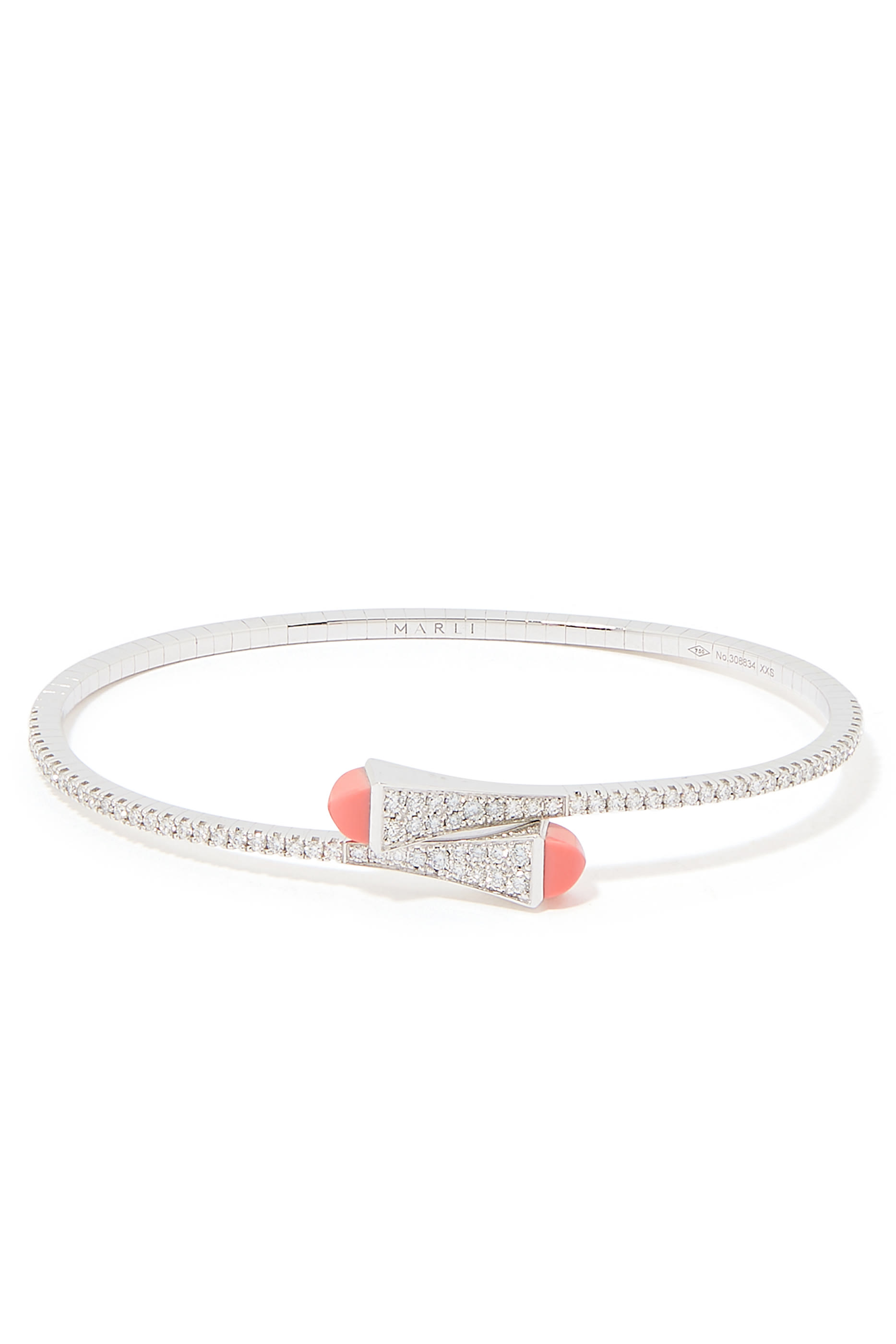 Cleo Pink Coral  White Gold Bangle